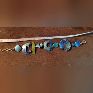 Artisan turquoise and royal blue geometric bracelet